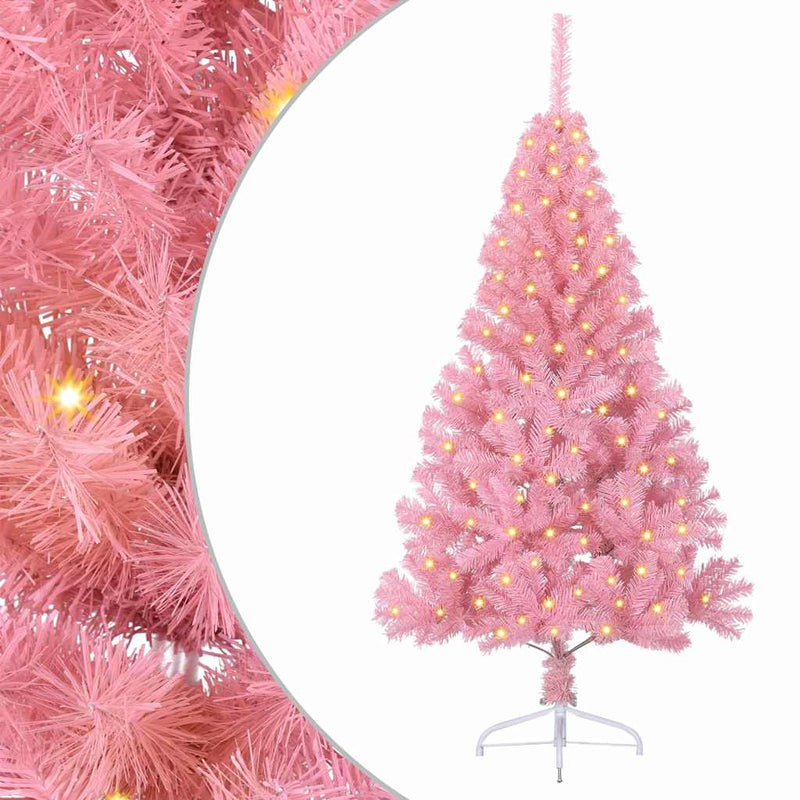 Afbeelding laden in galerijviewer, Vidaxl kunstmatig voorverlicht kerstboom met 150 led roze 120 cm pvc
