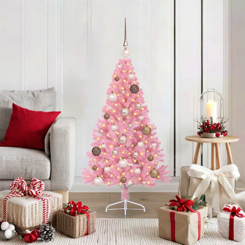 ギャラリービューアに画像をロードする, Vidaxl kunstmatig voorverlicht kerstboom met 150 led roze 120 cm pvc
