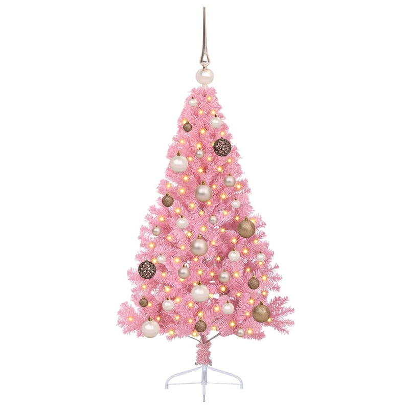 ギャラリービューアに画像をロードする, Vidaxl kunstmatig voorverlicht kerstboom met 150 led roze 120 cm pvc
