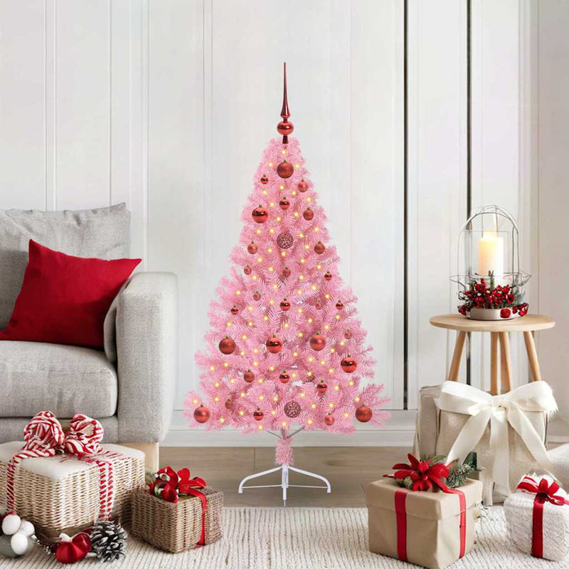 Chargez l'image dans la visionneuse de la galerie, Vidaxl kunstmatig voorverlicht kerstboom met 150 led roze 120 cm pvc
