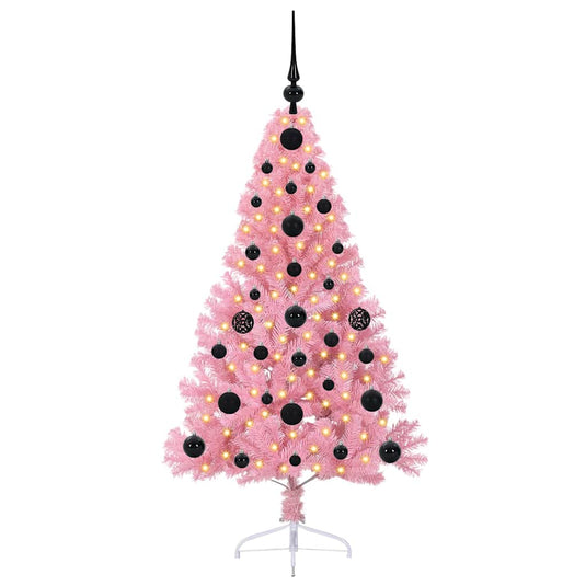 Vidaxl kunstmatig voorverlicht kerstboom met 150 led roze 120 cm pvc