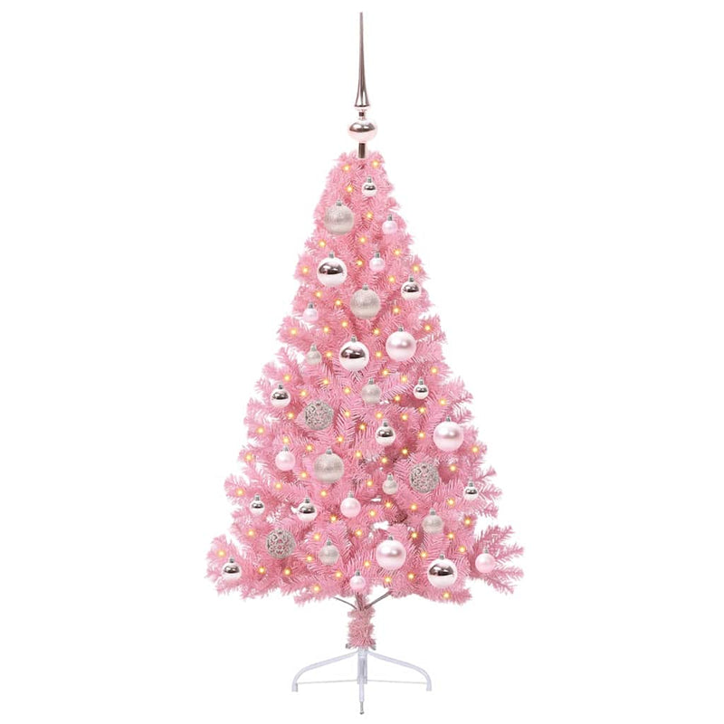 Afbeelding laden in galerijviewer, Vidaxl kunstmatig voorverlicht kerstboom met 150 led roze 120 cm pvc
