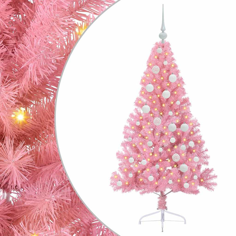 Afbeelding laden in galerijviewer, Vidaxl kunstmatig voorverlicht kerstboom met 150 led roze 120 cm pvc

