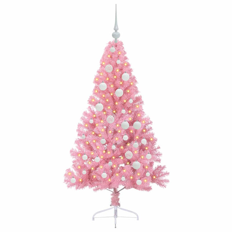 Afbeelding laden in galerijviewer, Vidaxl kunstmatig voorverlicht kerstboom met 150 led roze 120 cm pvc
