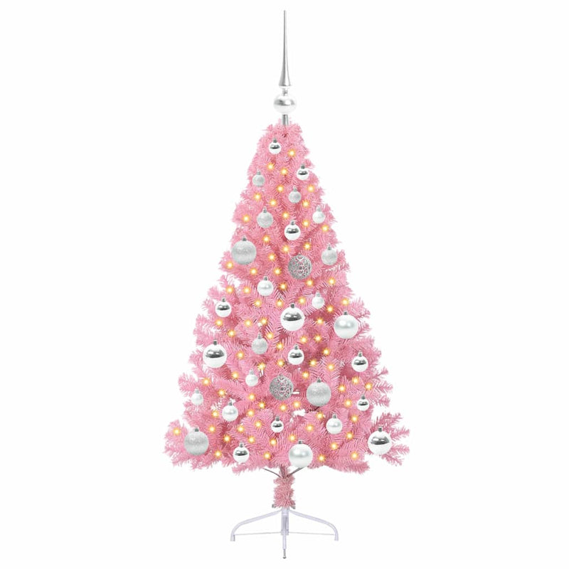 Chargez l'image dans la visionneuse de la galerie, Vidaxl kunstmatig voorverlicht kerstboom met 150 led roze 120 cm pvc
