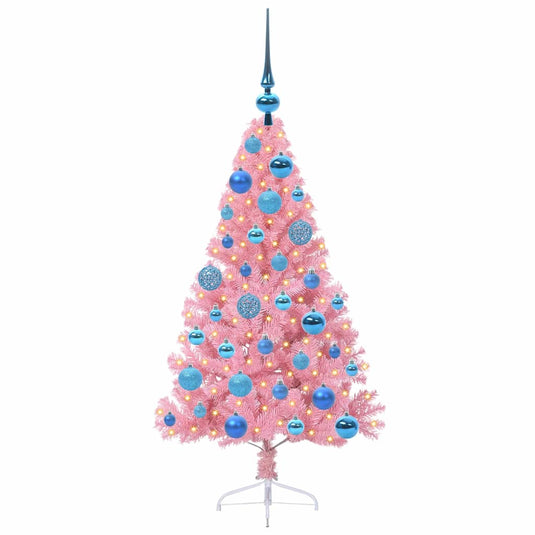 Vidaxl kunstmatig voorverlicht kerstboom met 150 led roze 120 cm pvc