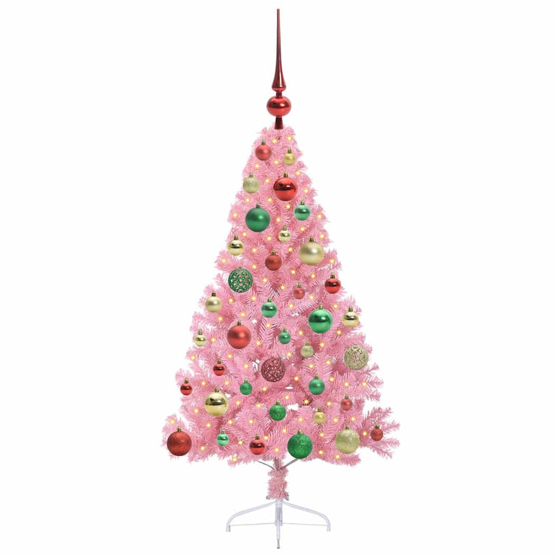 Afbeelding laden in galerijviewer, Vidaxl kunstmatig voorverlicht kerstboom met 150 led roze 120 cm pvc
