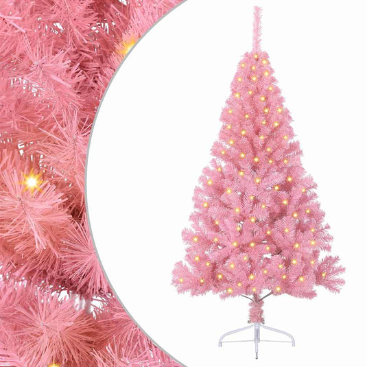 Vidaxl kunstmatig voorverlicht kerstboom met 150 led roze 150 cm pvc