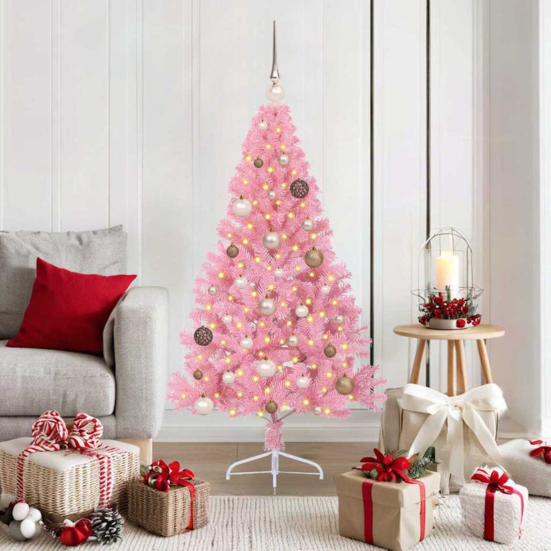 ギャラリービューアに画像をロードする, Vidaxl kunstmatig voorverlicht kerstboom met 150 led roze 150 cm pvc
