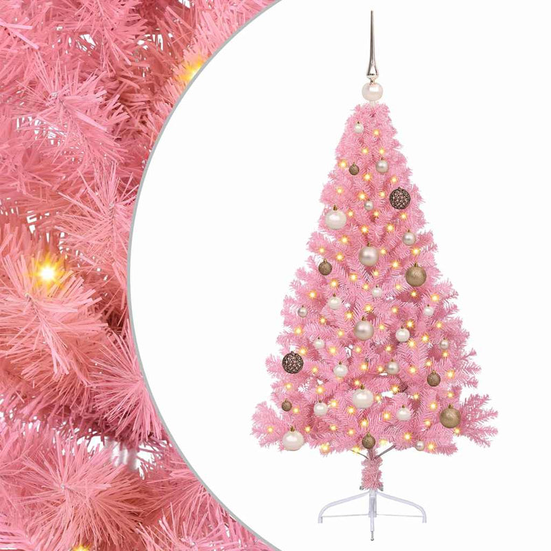 ギャラリービューアに画像をロードする, Vidaxl kunstmatig voorverlicht kerstboom met 150 led roze 150 cm pvc
