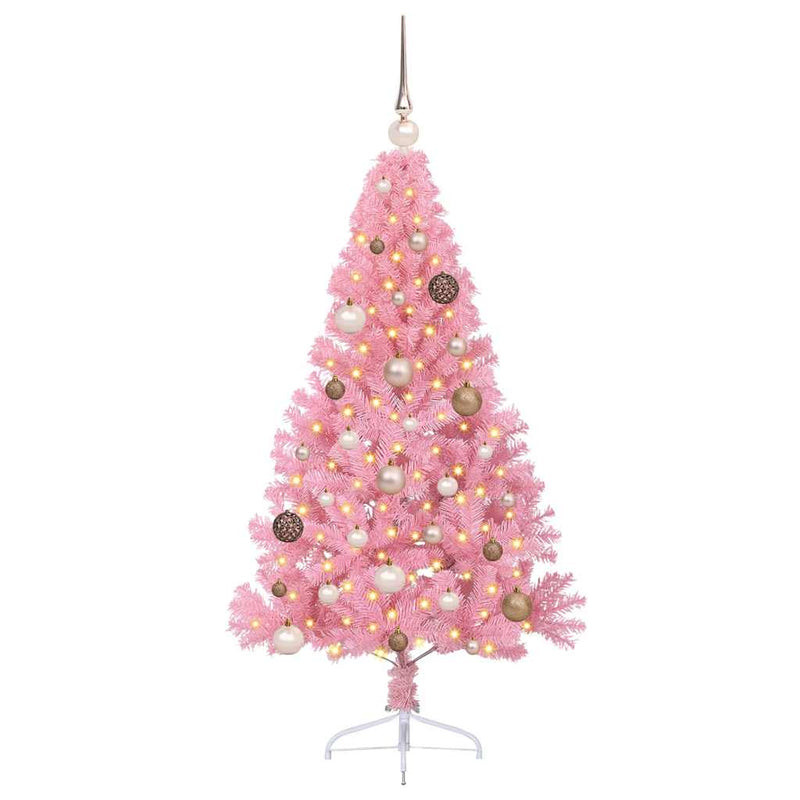 ギャラリービューアに画像をロードする, Vidaxl kunstmatig voorverlicht kerstboom met 150 led roze 150 cm pvc
