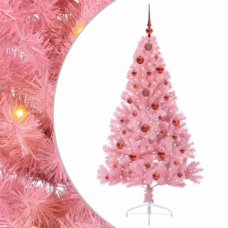 Afbeelding laden in galerijviewer, Vidaxl kunstmatig voorverlicht kerstboom met 150 led roze 150 cm pvc
