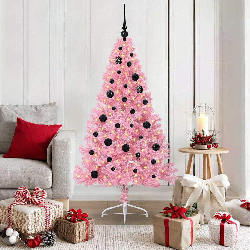 Afbeelding laden in galerijviewer, Vidaxl kunstmatig voorverlicht kerstboom met 150 led roze 150 cm pvc
