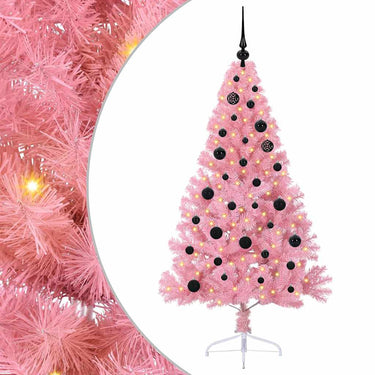 Vidaxl kunstmatig voorverlicht kerstboom met 150 led roze 150 cm pvc