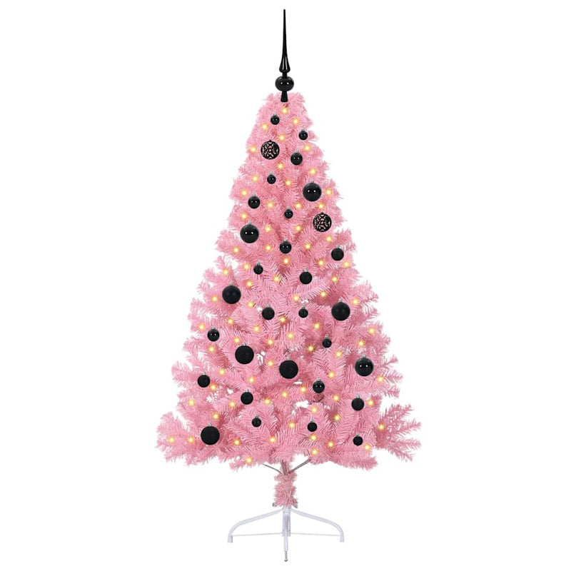 Afbeelding laden in galerijviewer, Vidaxl kunstmatig voorverlicht kerstboom met 150 led roze 150 cm pvc

