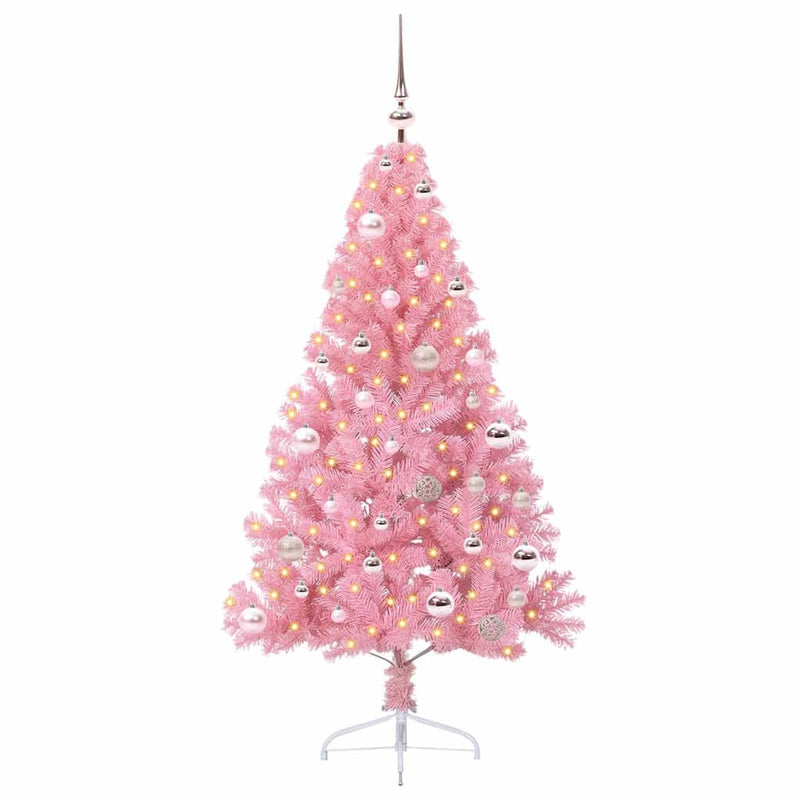 Afbeelding laden in galerijviewer, Vidaxl kunstmatig voorverlicht kerstboom met 150 led roze 150 cm pvc
