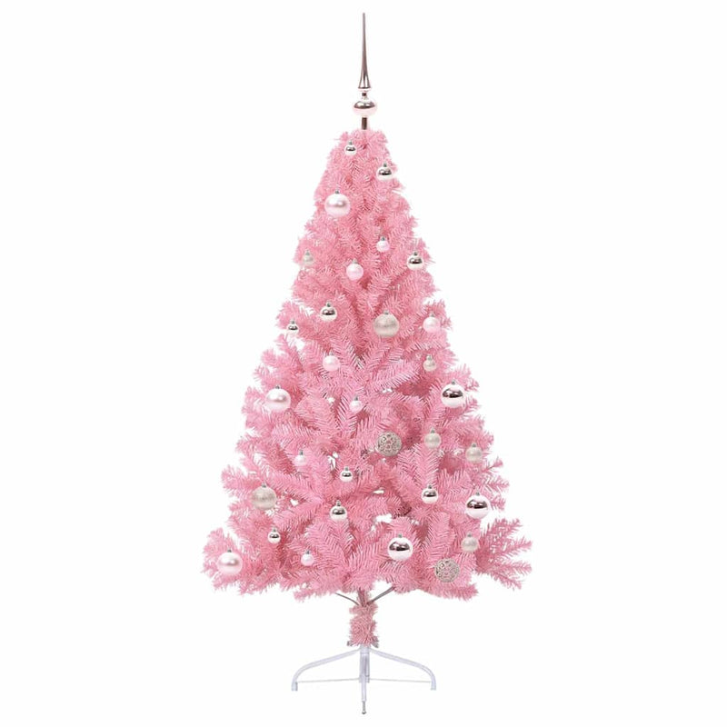 Afbeelding laden in galerijviewer, Vidaxl kunstmatig voorverlicht kerstboom met 150 led roze 150 cm pvc
