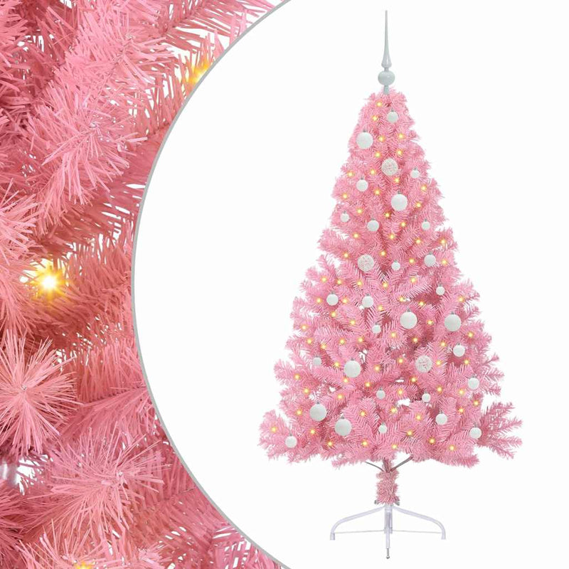 Afbeelding laden in galerijviewer, Vidaxl kunstmatig voorverlicht kerstboom met 150 led roze 150 cm pvc
