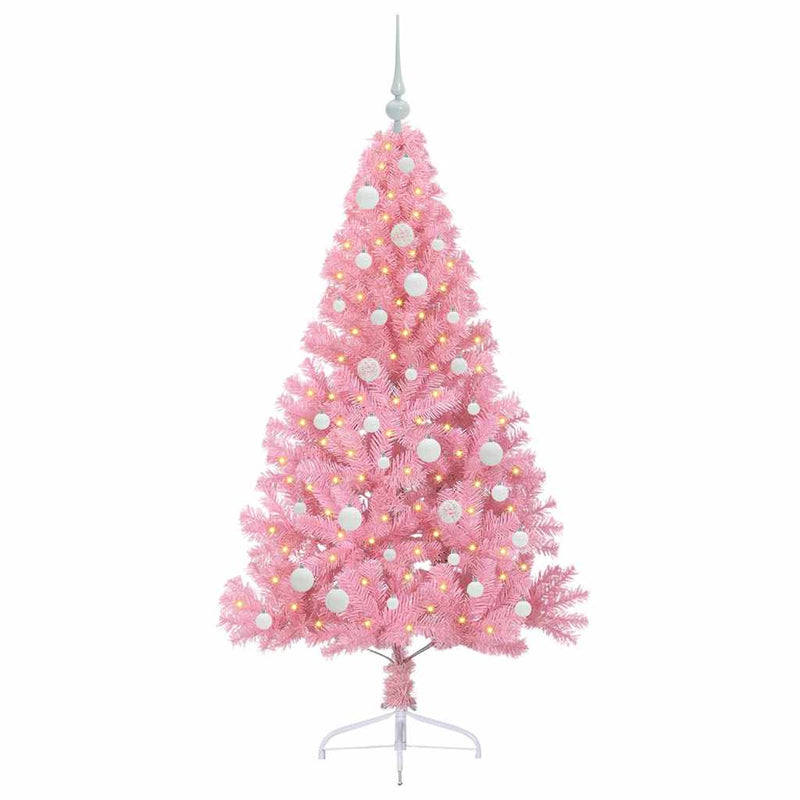 Afbeelding laden in galerijviewer, Vidaxl kunstmatig voorverlicht kerstboom met 150 led roze 150 cm pvc
