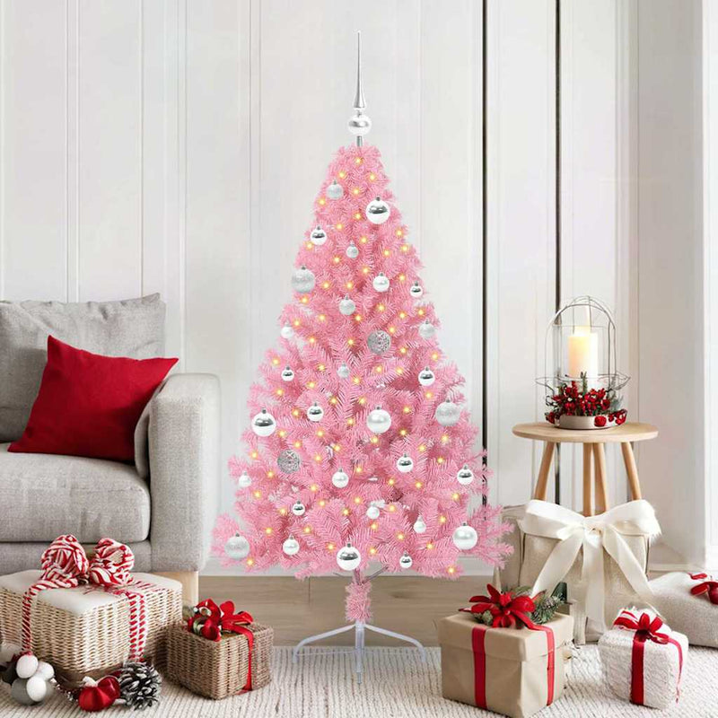 Afbeelding laden in galerijviewer, Vidaxl kunstmatig voorverlicht kerstboom met 150 led roze 150 cm pvc
