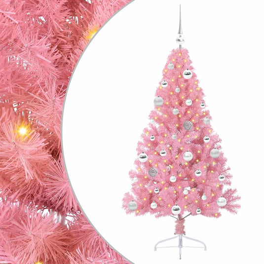 Vidaxl kunstmatig voorverlicht kerstboom met 150 led roze 150 cm pvc