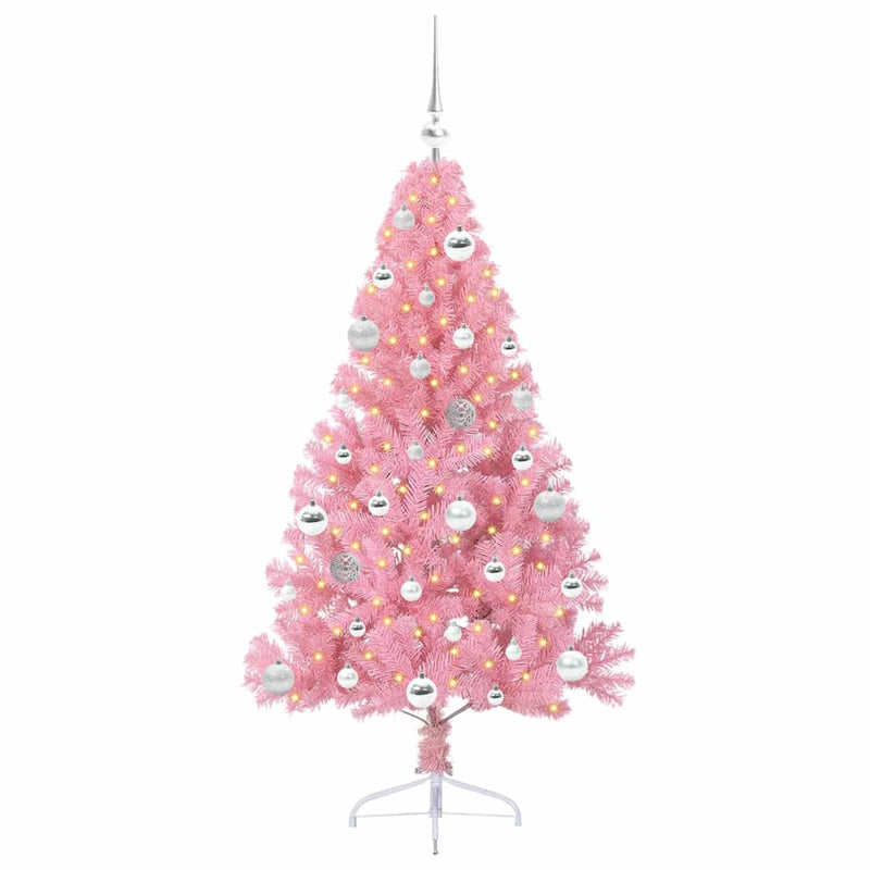 Afbeelding laden in galerijviewer, Vidaxl kunstmatig voorverlicht kerstboom met 150 led roze 150 cm pvc

