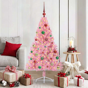 Vidaxl kunstmatig voorverlicht kerstboom met 150 led roze 150 cm pvc