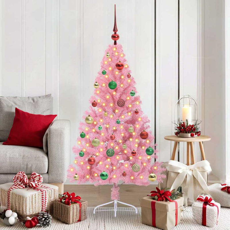 Afbeelding laden in galerijviewer, Vidaxl kunstmatig voorverlicht kerstboom met 150 led roze 150 cm pvc
