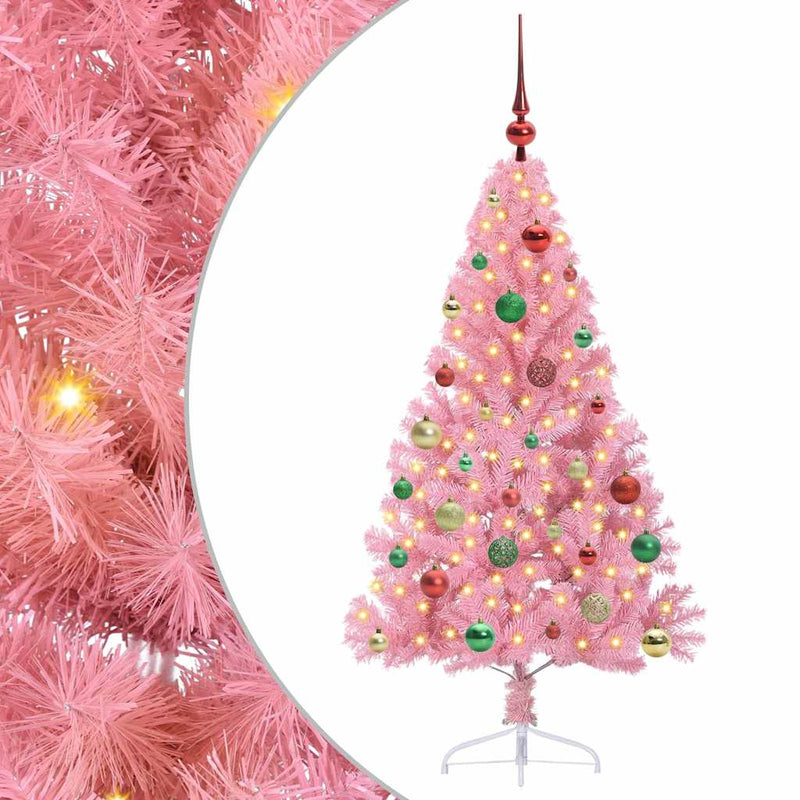 Afbeelding laden in galerijviewer, Vidaxl kunstmatig voorverlicht kerstboom met 150 led roze 150 cm pvc
