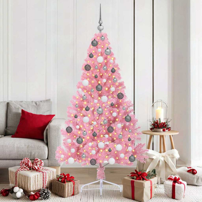 Chargez l'image dans la visionneuse de la galerie, Vidaxl kunstmatig voorverlicht kerstboom met 300 led roze 180 cm pvc
