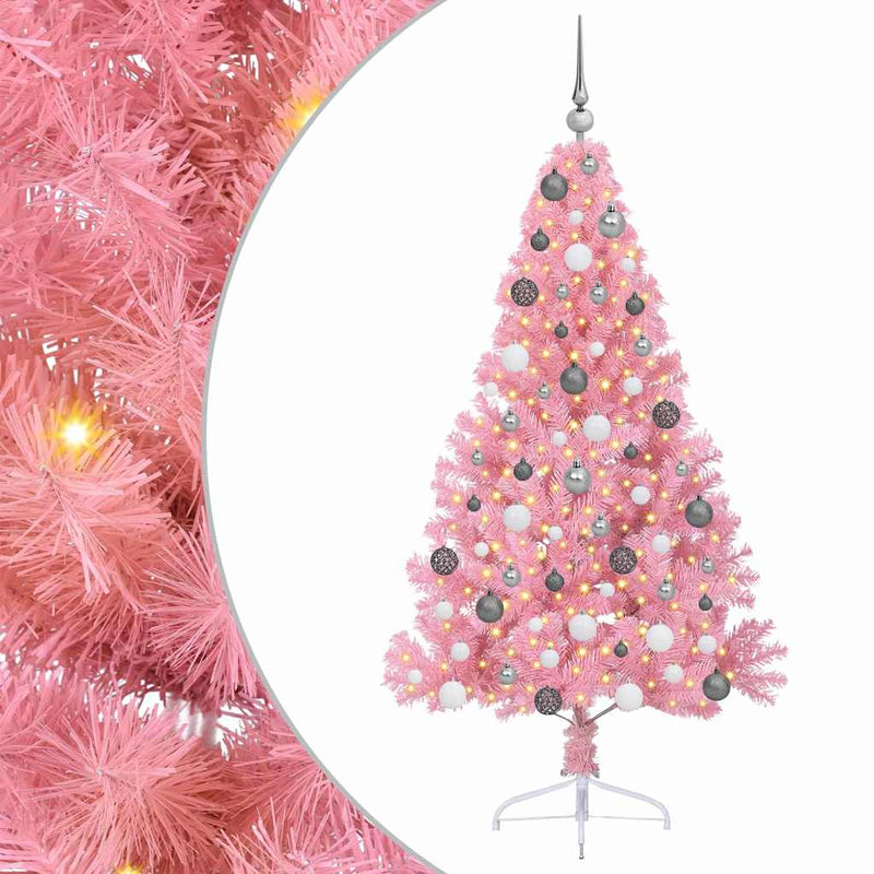 Chargez l'image dans la visionneuse de la galerie, Vidaxl kunstmatig voorverlicht kerstboom met 300 led roze 180 cm pvc
