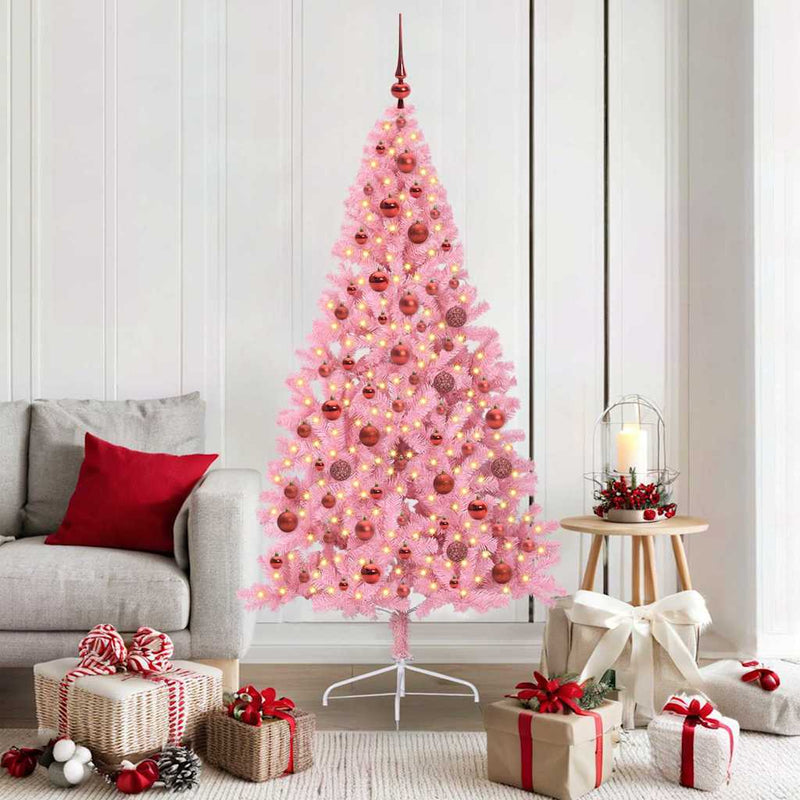 Chargez l'image dans la visionneuse de la galerie, Vidaxl kunstmatig voorverlicht kerstboom met 300 led roze 180 cm pvc
