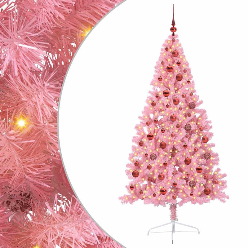 Chargez l'image dans la visionneuse de la galerie, Vidaxl kunstmatig voorverlicht kerstboom met 300 led roze 180 cm pvc
