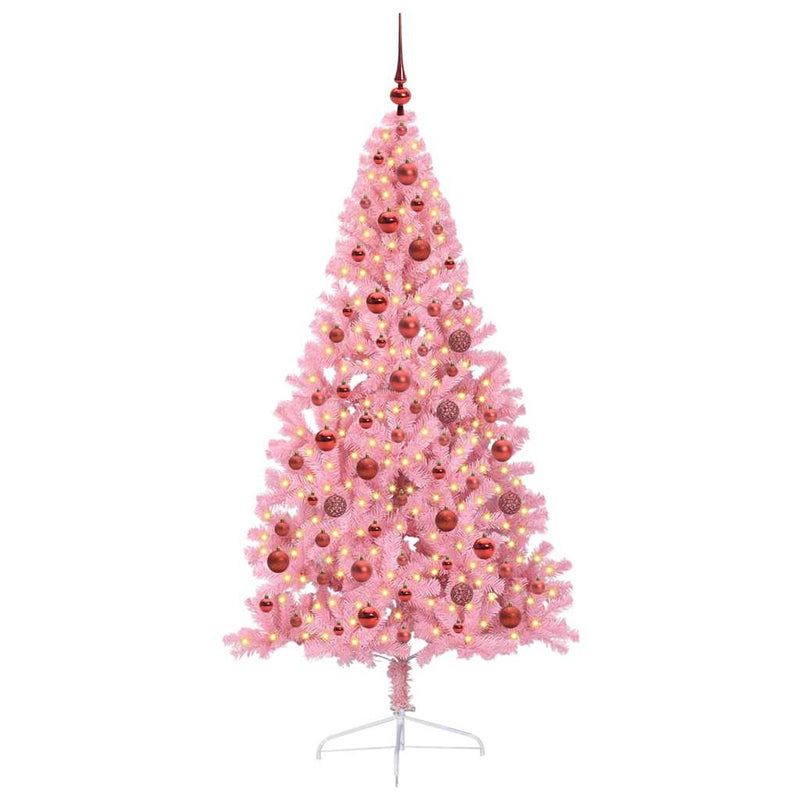 Chargez l'image dans la visionneuse de la galerie, Vidaxl kunstmatig voorverlicht kerstboom met 300 led roze 180 cm pvc
