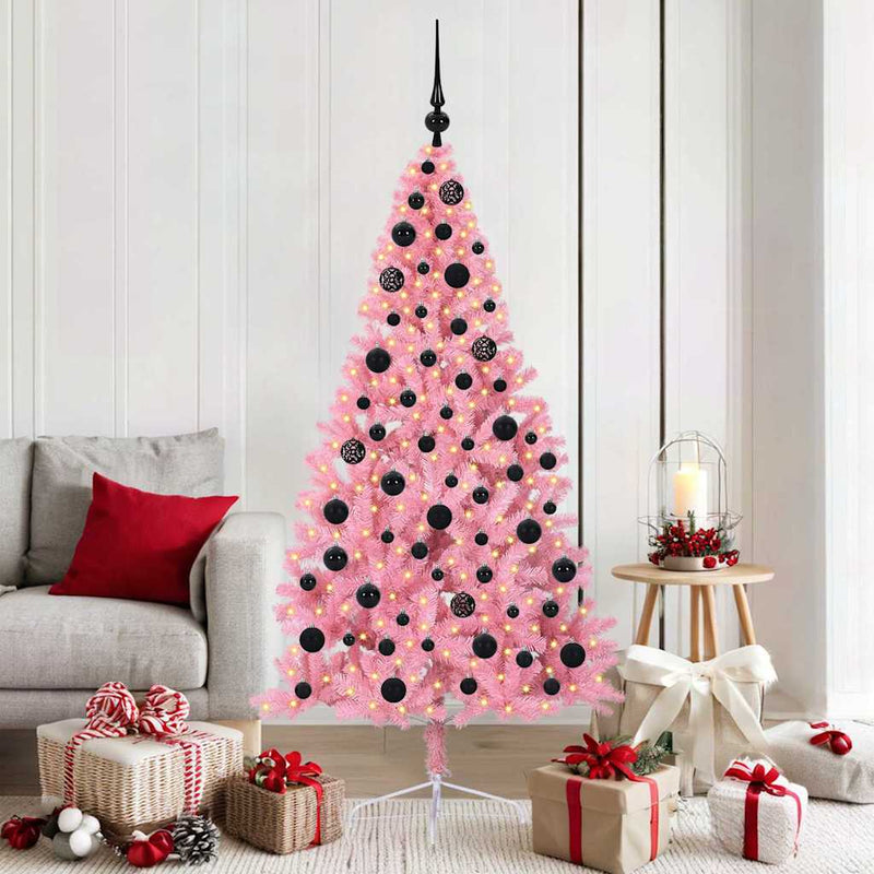 Chargez l'image dans la visionneuse de la galerie, Vidaxl kunstmatig voorverlicht kerstboom met 300 led roze 180 cm pvc
