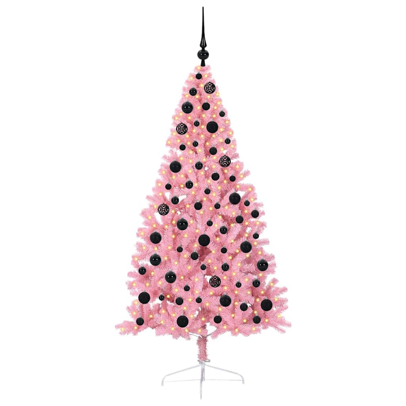 Chargez l'image dans la visionneuse de la galerie, Vidaxl kunstmatig voorverlicht kerstboom met 300 led roze 180 cm pvc
