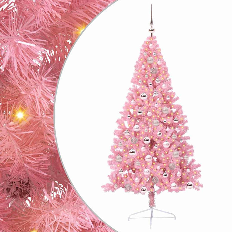 Chargez l'image dans la visionneuse de la galerie, Vidaxl kunstmatig voorverlicht kerstboom met 300 led roze 180 cm pvc
