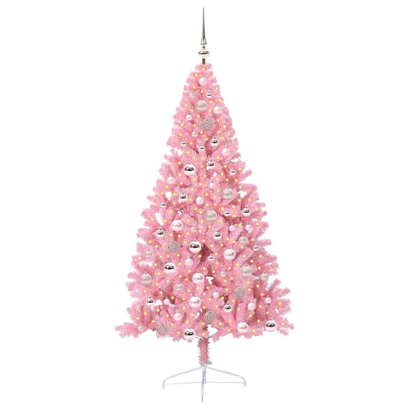Chargez l'image dans la visionneuse de la galerie, Vidaxl kunstmatig voorverlicht kerstboom met 300 led roze 180 cm pvc
