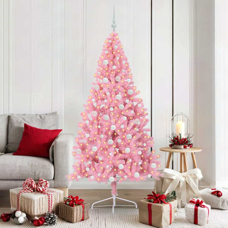 Chargez l'image dans la visionneuse de la galerie, Vidaxl kunstmatig voorverlicht kerstboom met 300 led roze 180 cm pvc
