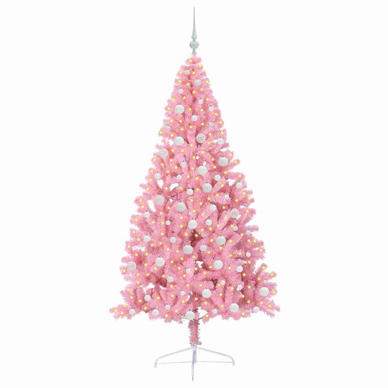 Chargez l'image dans la visionneuse de la galerie, Vidaxl kunstmatig voorverlicht kerstboom met 300 led roze 180 cm pvc

