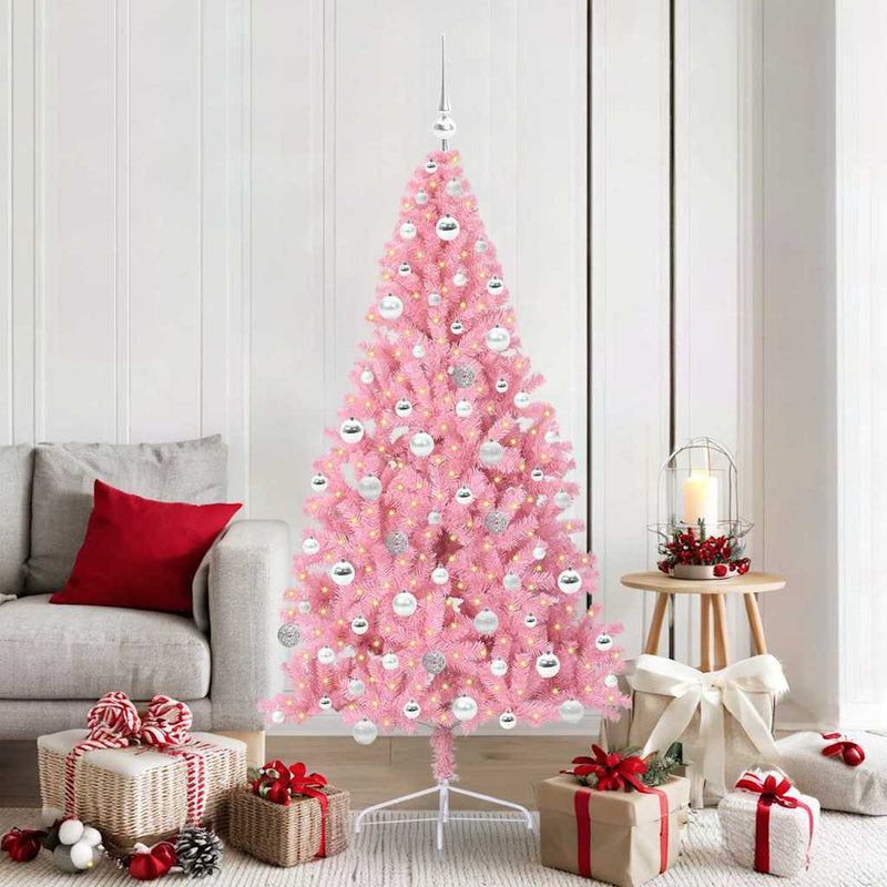 Chargez l'image dans la visionneuse de la galerie, Vidaxl kunstmatig voorverlicht kerstboom met 300 led roze 180 cm pvc
