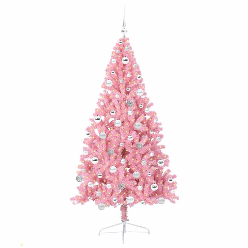 Chargez l'image dans la visionneuse de la galerie, Vidaxl kunstmatig voorverlicht kerstboom met 300 led roze 180 cm pvc
