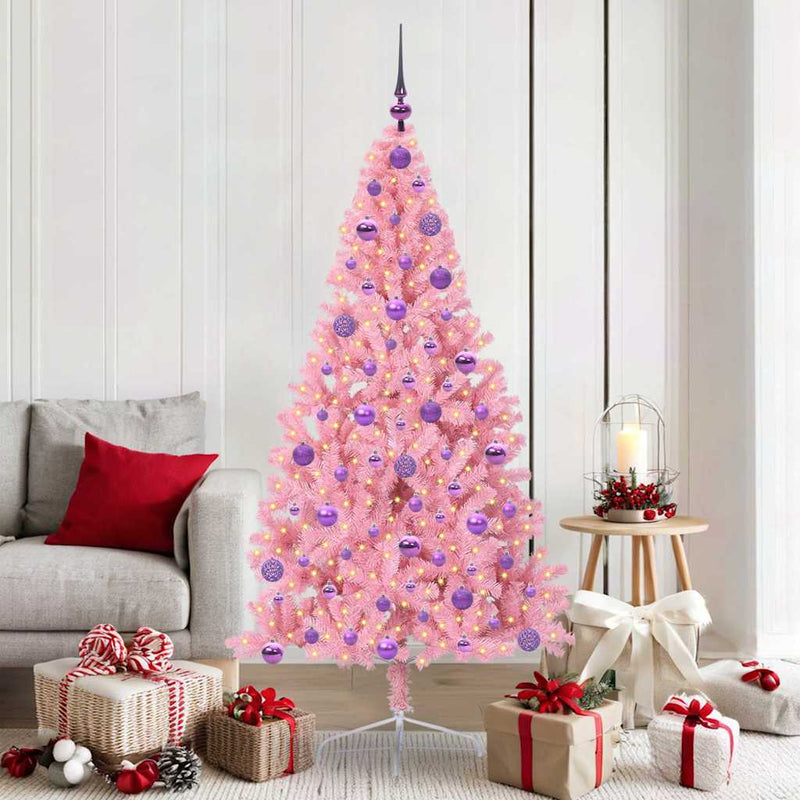 Chargez l'image dans la visionneuse de la galerie, Vidaxl kunstmatig voorverlicht kerstboom met 300 led roze 180 cm pvc
