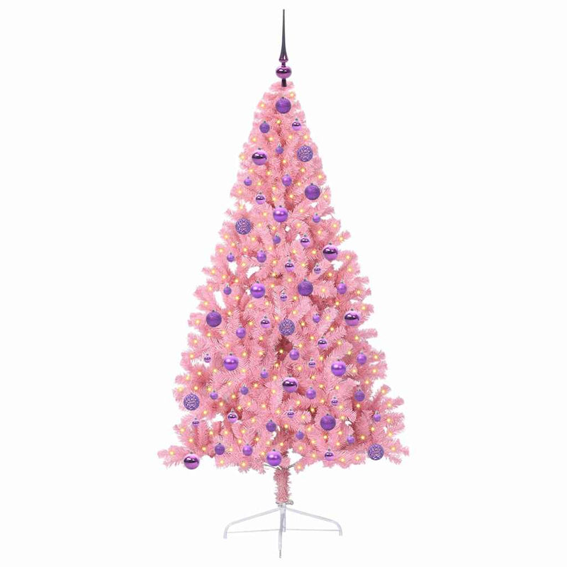 Chargez l'image dans la visionneuse de la galerie, Vidaxl kunstmatig voorverlicht kerstboom met 300 led roze 180 cm pvc
