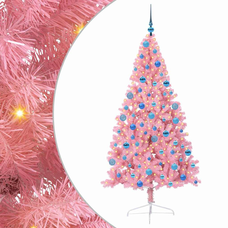 Chargez l'image dans la visionneuse de la galerie, Vidaxl kunstmatig voorverlicht kerstboom met 300 led roze 180 cm pvc
