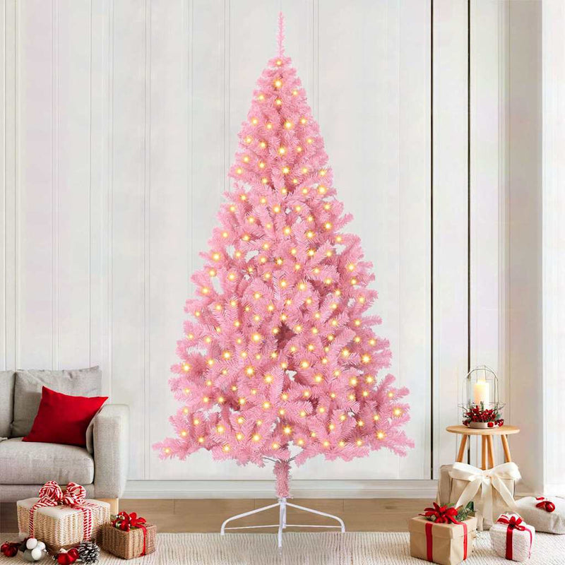 ギャラリービューアに画像をロードする, Vidaxl kunstmatig voorverlicht kerstboom met 300 led roze 240 cm pvc
