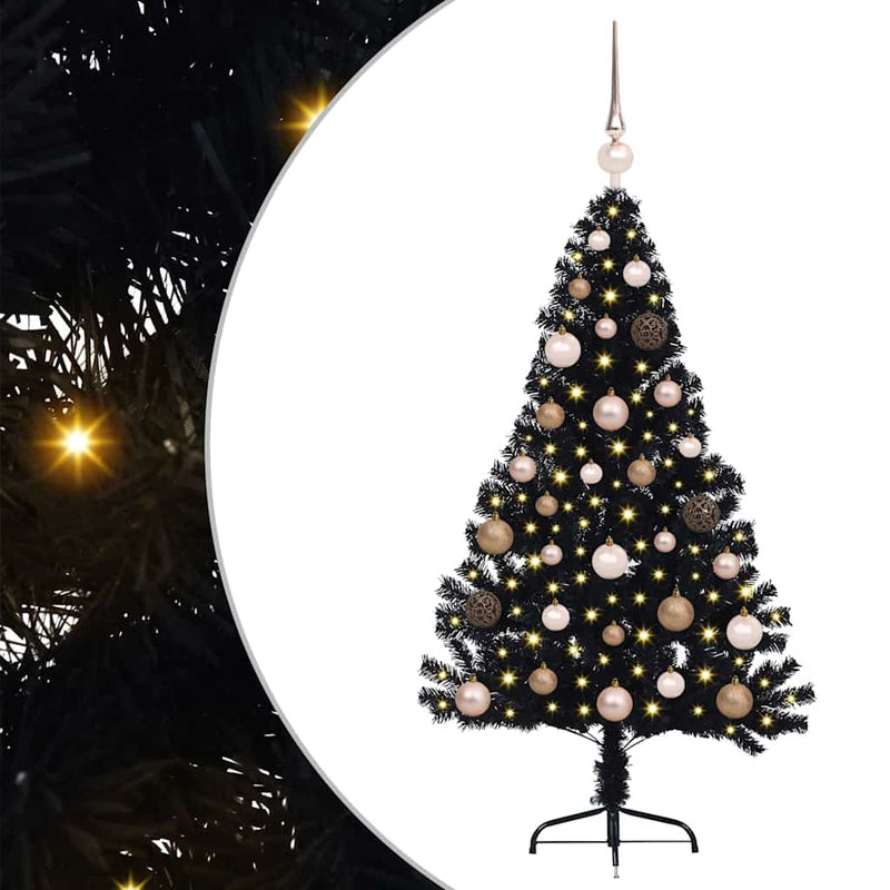 Afbeelding laden in galerijviewer, Vidaxl kunstmatig voorverlicht kerstboom met 150 led zwart 120 cm pvc
