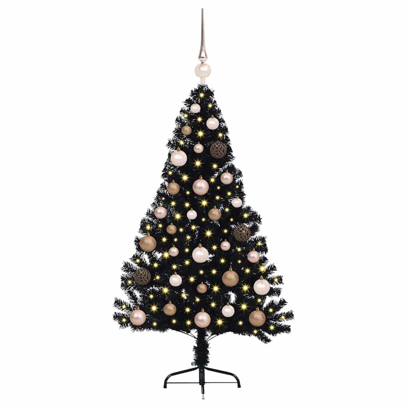 Afbeelding laden in galerijviewer, Vidaxl kunstmatig voorverlicht kerstboom met 150 led zwart 120 cm pvc
