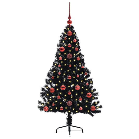 Vidaxl kunstmatig voorverlicht kerstboom met 150 led zwart 120 cm pvc