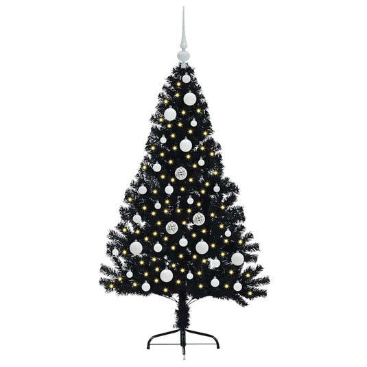 Vidaxl kunstmatig voorverlicht kerstboom met 150 led zwart 120 cm pvc
